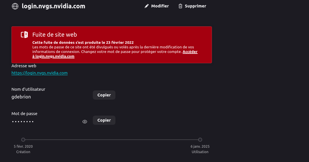 Alertes depuis le gestionnaire de mots de passe de Firefox Alertes depuis le gestionnaire de mots de passe de Firefox